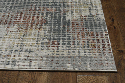 94" X 130" Grey Or  Brick Polypropylene And  Polyester Rug
