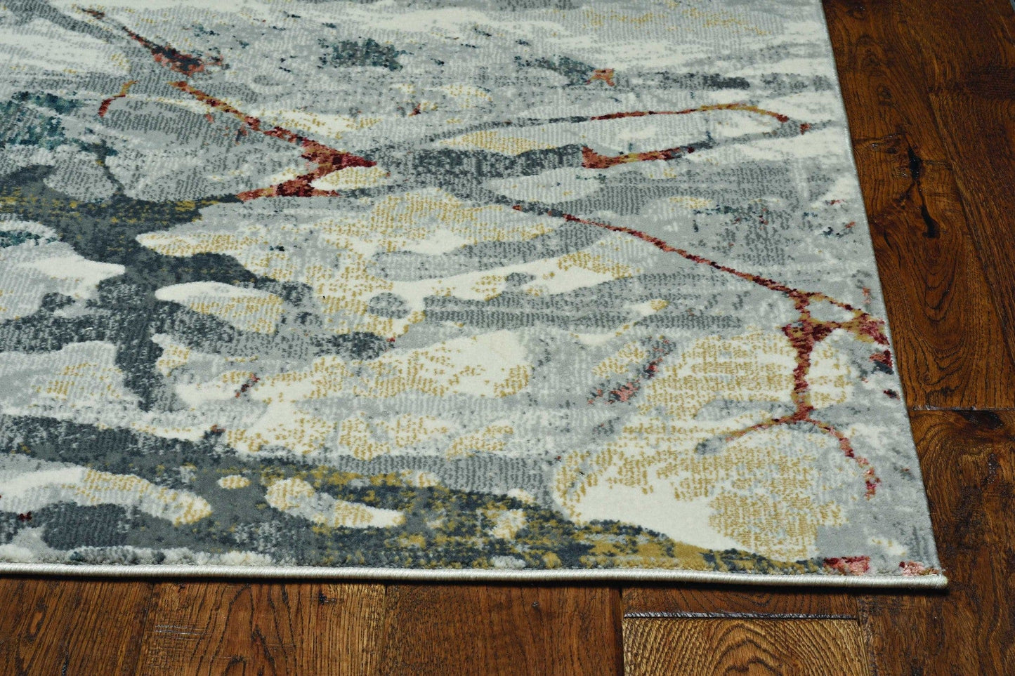 3'X5' Grey Teal Machine Woven Abstract Splatter Indoor Area Rug