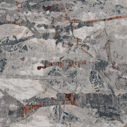 3'X5' Grey Teal Machine Woven Abstract Splatter Indoor Area Rug