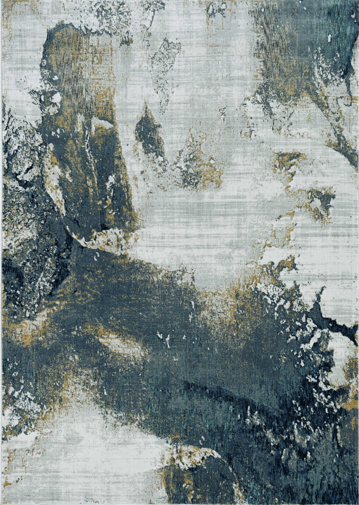 7' Grey Brick Machine Woven Abstract Watercolor Indoor Runner Rug