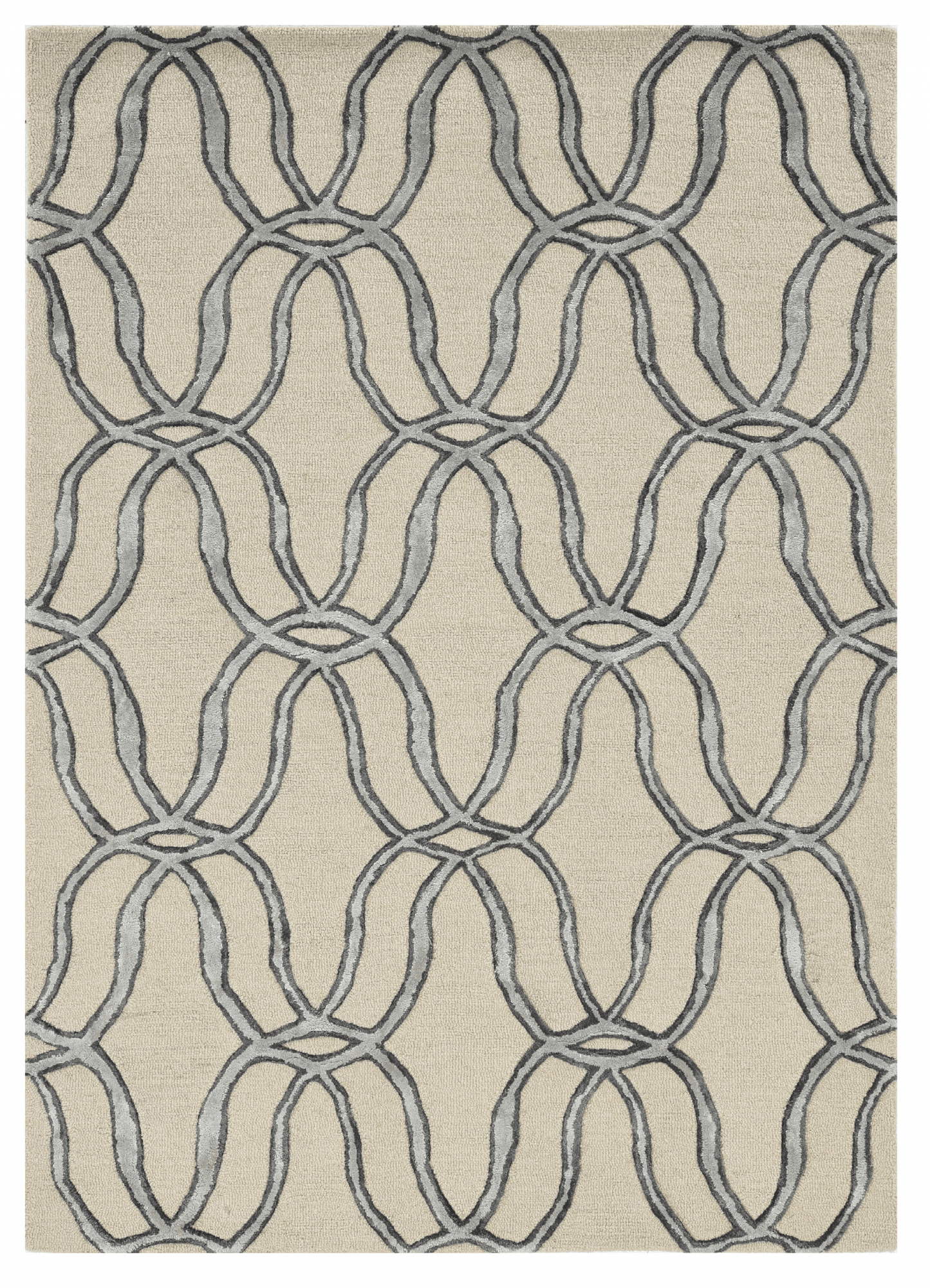 12'X15' Silver Ivory Hand Tufted Vermicular Indoor Area Rug