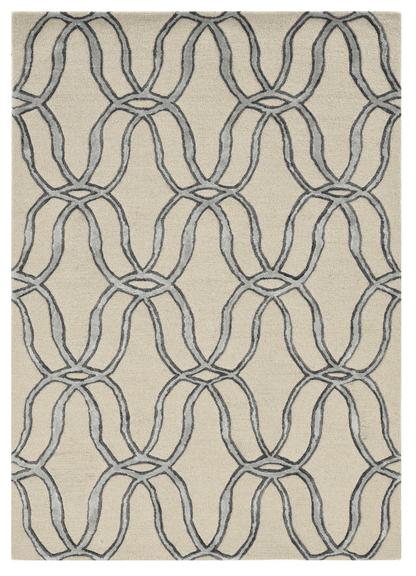 12'X15' Silver Ivory Hand Tufted Vermicular Indoor Area Rug