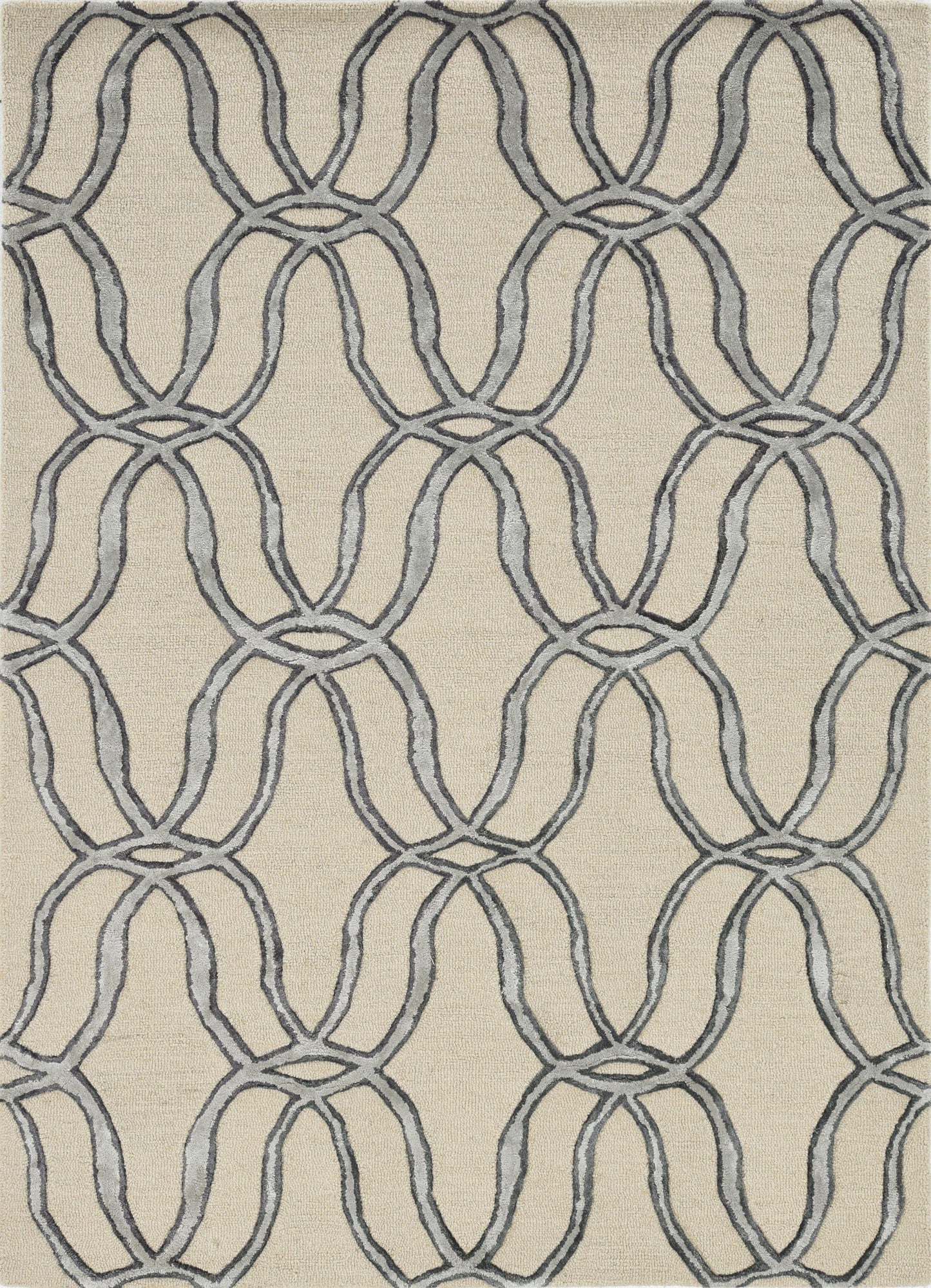 12'X15' Silver Ivory Hand Tufted Vermicular Indoor Area Rug