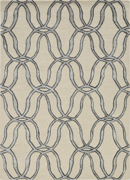 12'X15' Silver Ivory Hand Tufted Vermicular Indoor Area Rug