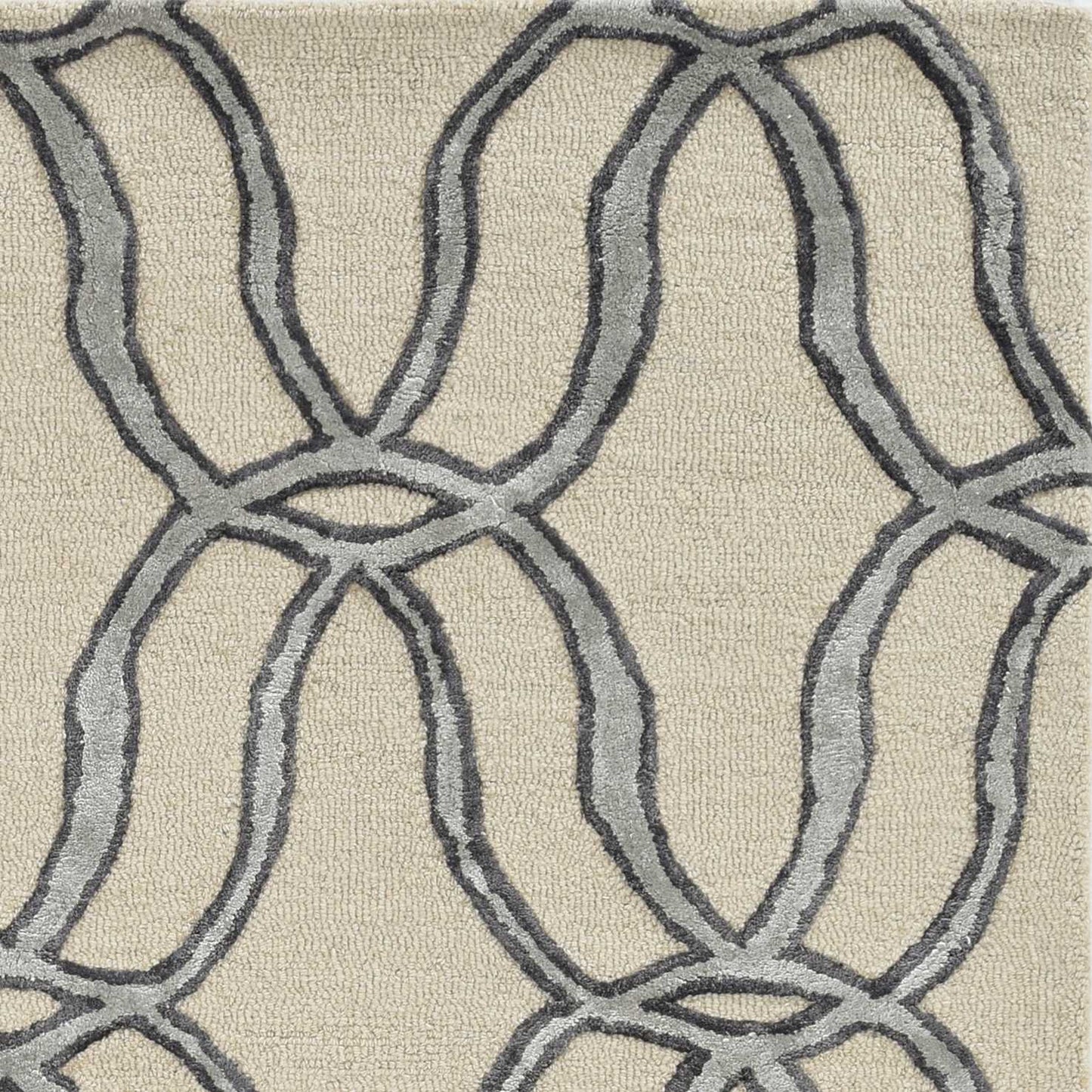 12'X15' Silver Ivory Hand Tufted Vermicular Indoor Area Rug