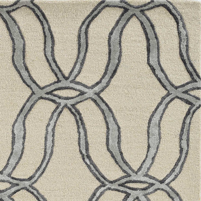 12'X15' Silver Ivory Hand Tufted Vermicular Indoor Area Rug