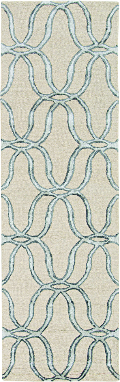 12'X15' Silver Ivory Hand Tufted Vermicular Indoor Area Rug