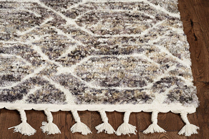 12'X15' Silver Ivory Hand Tufted Vermicular Indoor Area Rug