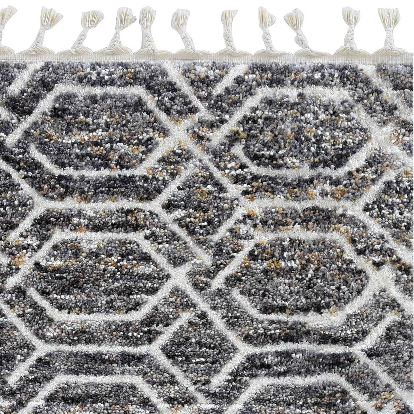12'X15' Silver Ivory Hand Tufted Vermicular Indoor Area Rug