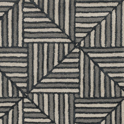12'X15' Navy Charcoal Hand Tufted Geometric Indoor Area Rug
