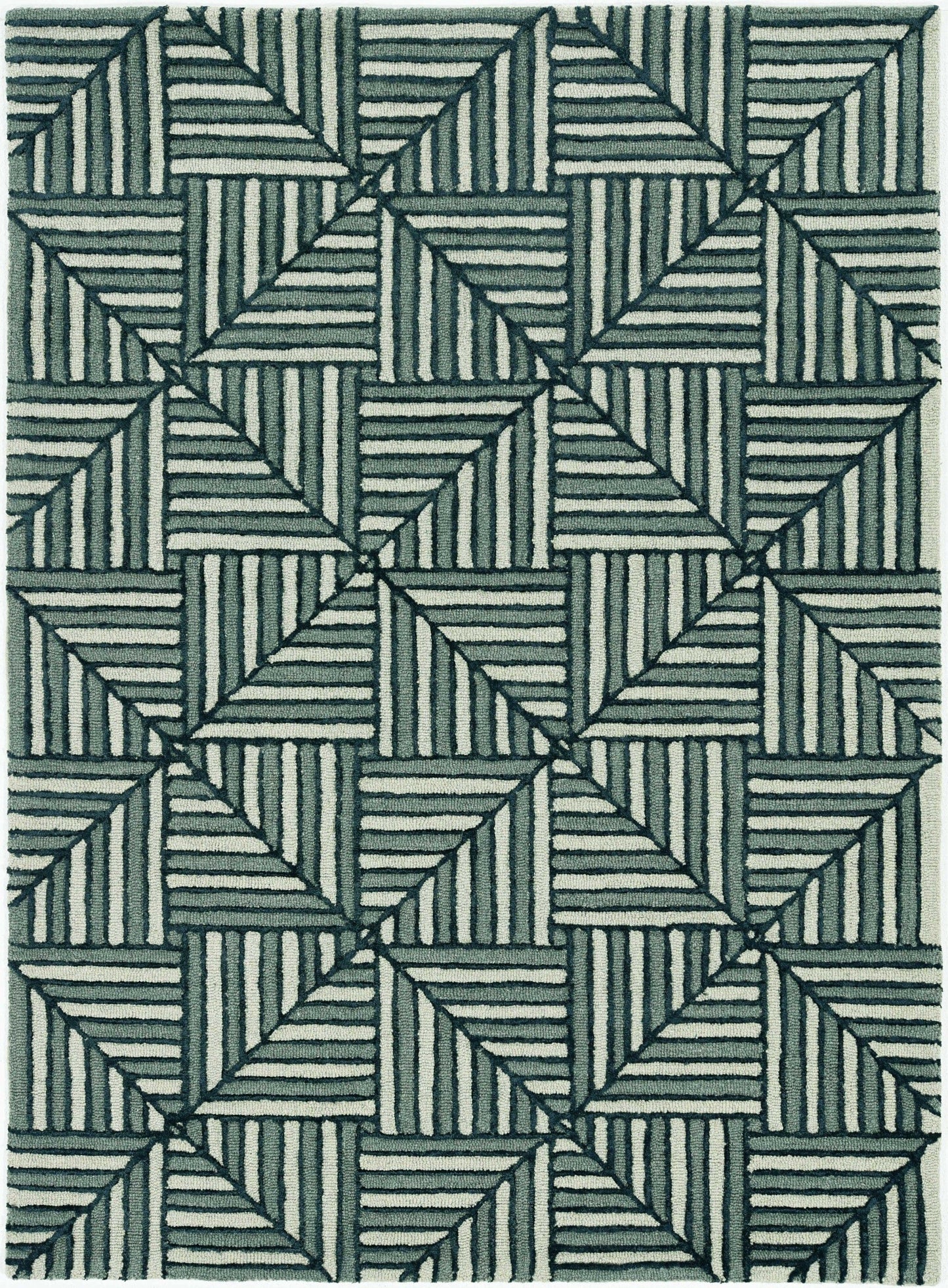 12'X15' Navy Charcoal Hand Tufted Geometric Indoor Area Rug