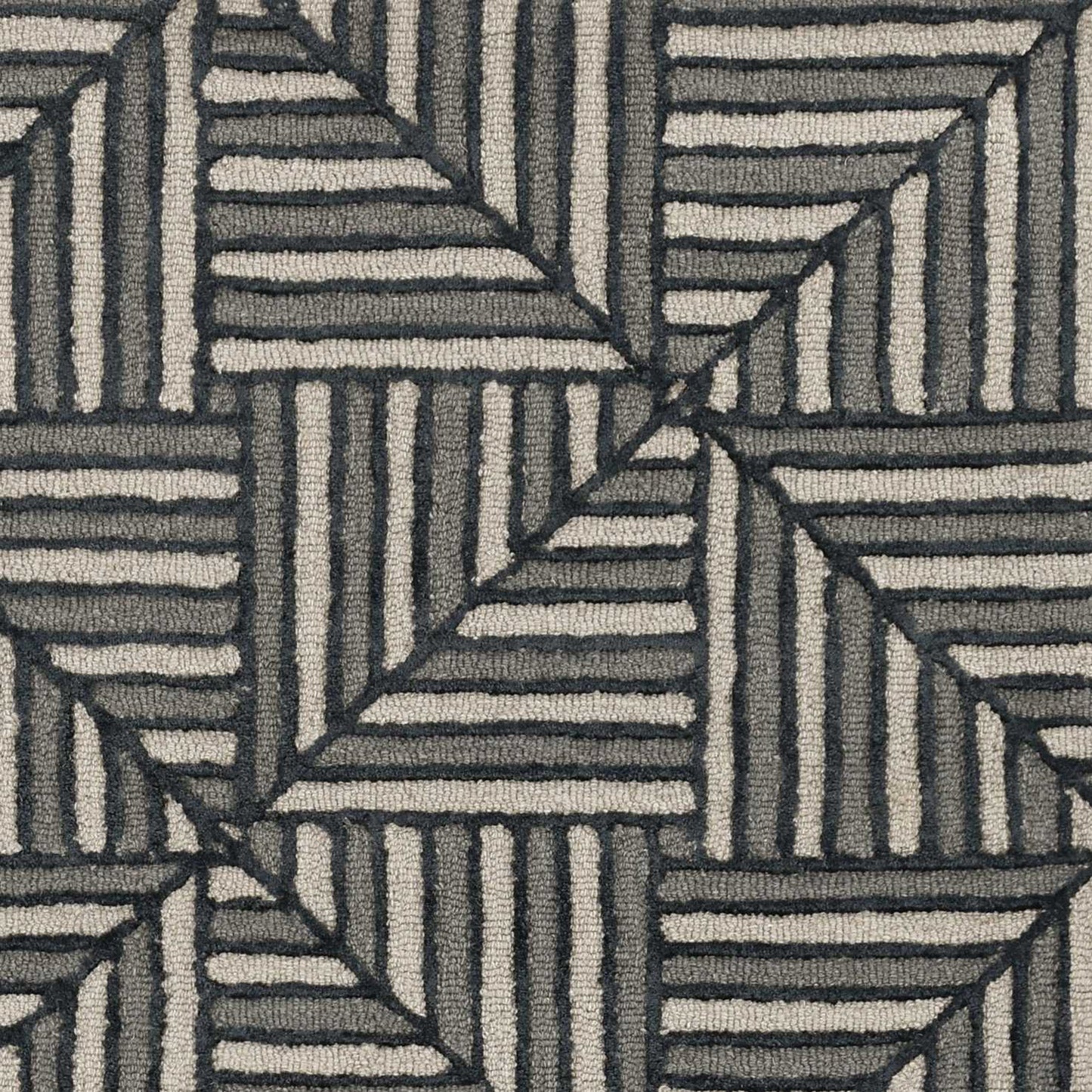 12'X15' Navy Charcoal Hand Tufted Geometric Indoor Area Rug