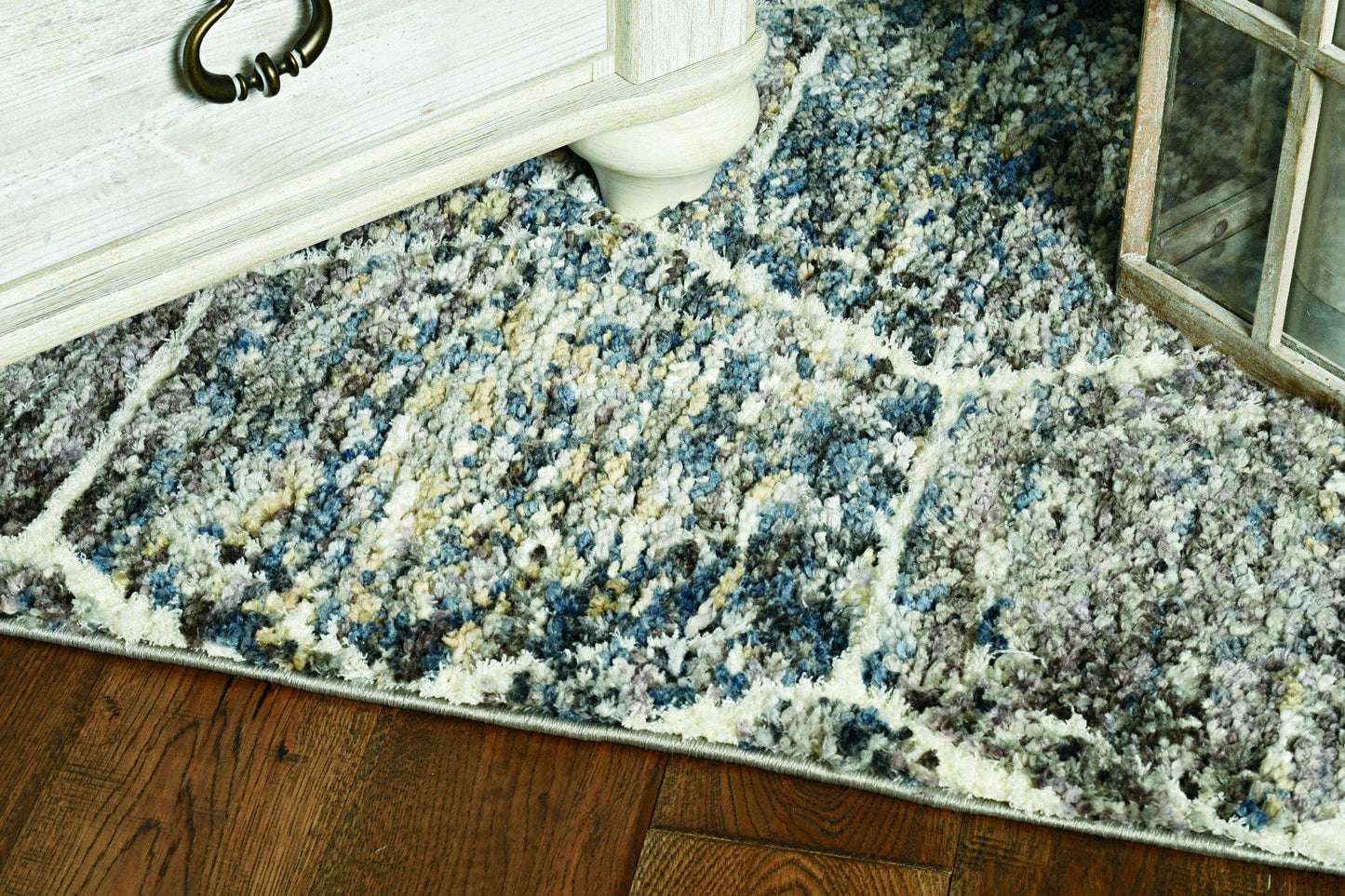 12'X15' Navy Charcoal Hand Tufted Geometric Indoor Area Rug