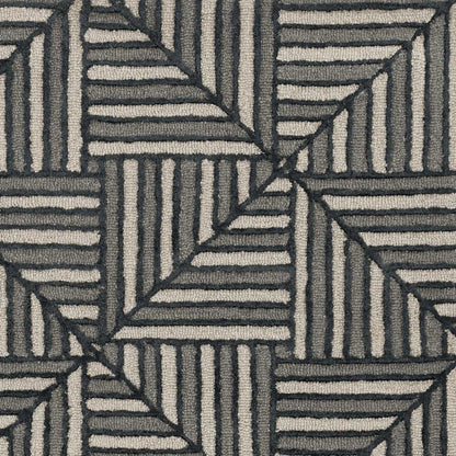 12'X15' Navy Charcoal Hand Tufted Geometric Indoor Area Rug