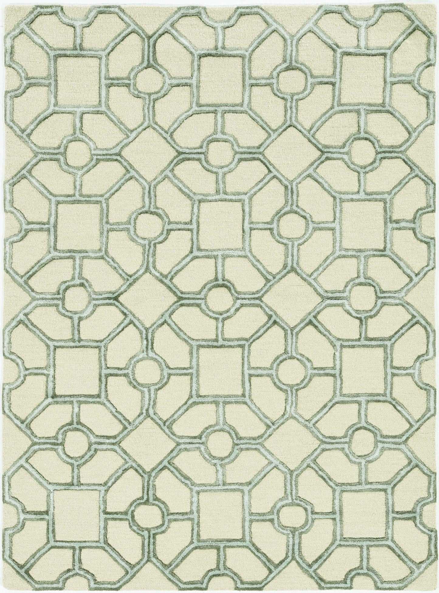 8' Beige Hand Tufted Geometric Indoor Runner Rug
