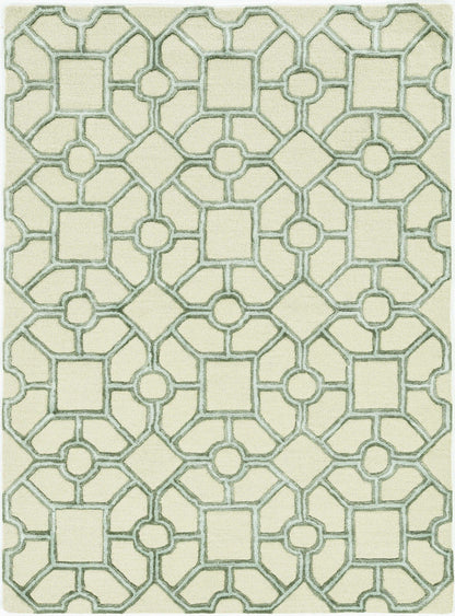 8' Beige Hand Tufted Geometric Indoor Runner Rug