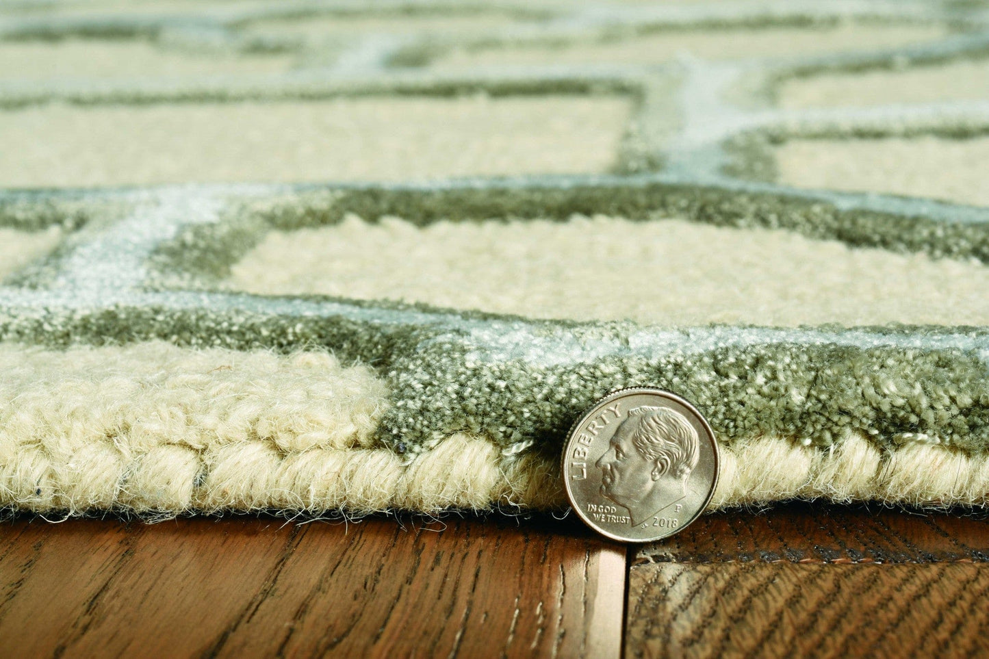 8' Beige Hand Tufted Geometric Indoor Runner Rug