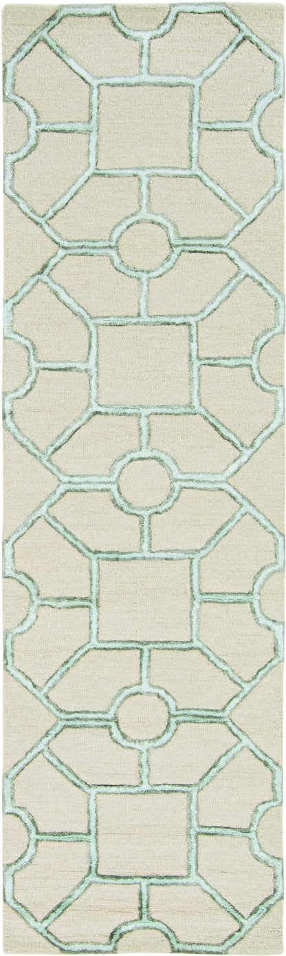 8' Beige Hand Tufted Geometric Indoor Runner Rug