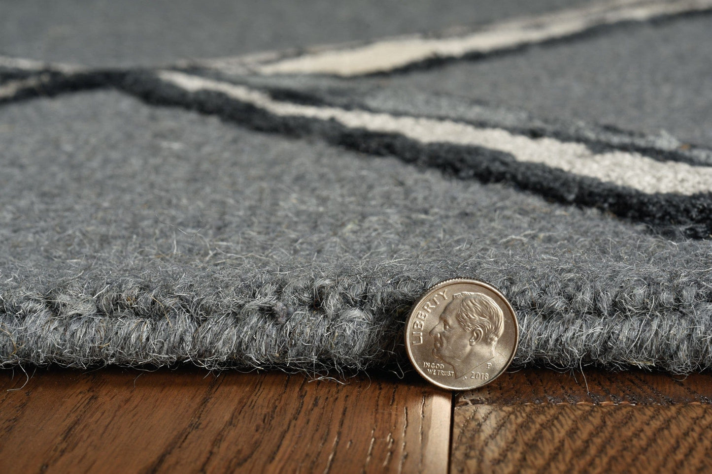 12'X15' Charcoal Silver Hand Tufted Diamond Pattern Indoor Area Rug