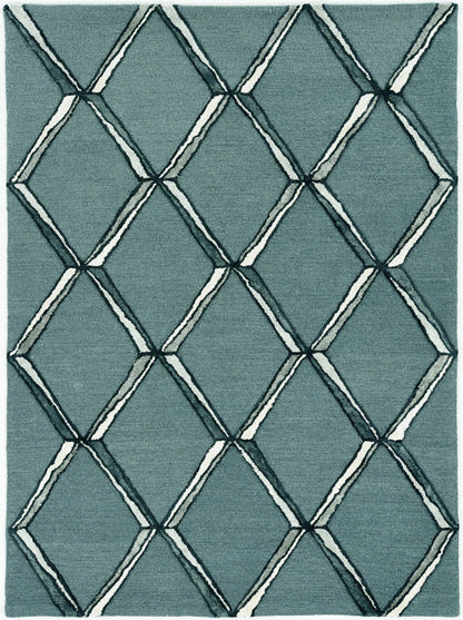 12'X15' Charcoal Silver Hand Tufted Diamond Pattern Indoor Area Rug