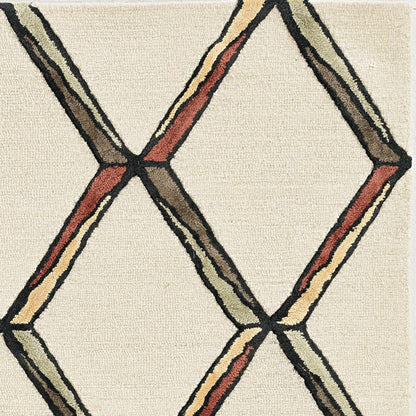 12'X15' Cream Gold Hand Tufted Diamond Pattern Indoor Area Rug