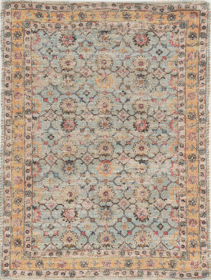 2'X4' Spa Green Hand Woven Floral Indoor Accent Rug