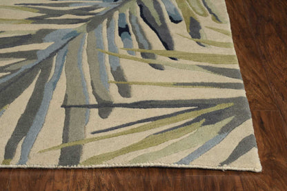 2'X4' Spa Green Hand Woven Floral Indoor Accent Rug