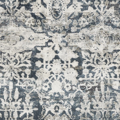 3'X5' Teal Machine Woven Floral Traditional Indoor Area Rug