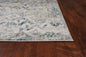8' Teal Machine Woven Distressed Traditional Indoor Runner Rug