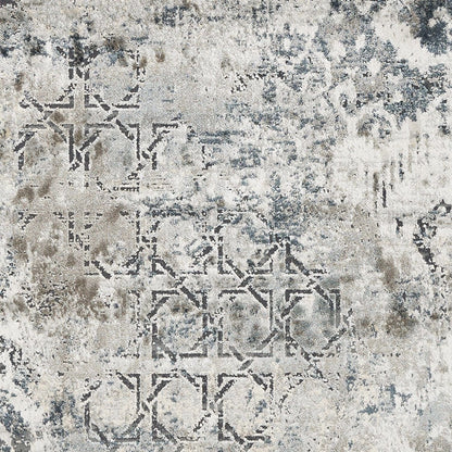 8' Teal Machine Woven Distressed Traditional Indoor Runner Rug