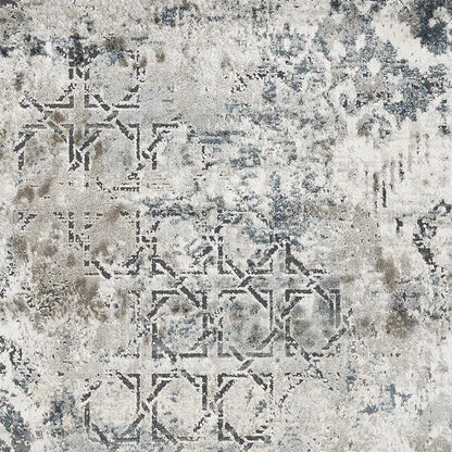 8' Teal Machine Woven Distressed Traditional Indoor Runner Rug