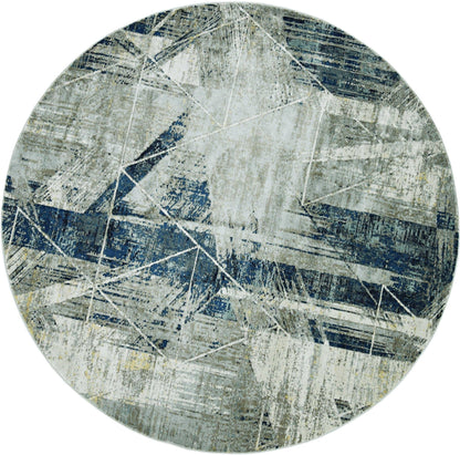 3'X5' Grey Blue Machine Woven Abstract Geometric Indoor Area Rug