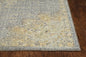 2'X3' Slate Grey Machine Woven Vintage Floral Medallion Indoor Accent Rug