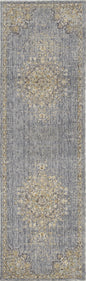 2'X3' Slate Grey Machine Woven Vintage Floral Medallion Indoor Accent Rug