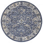 8' Denim Blue Machine Woven Bordered Floral Vines Indoor Runner Rug