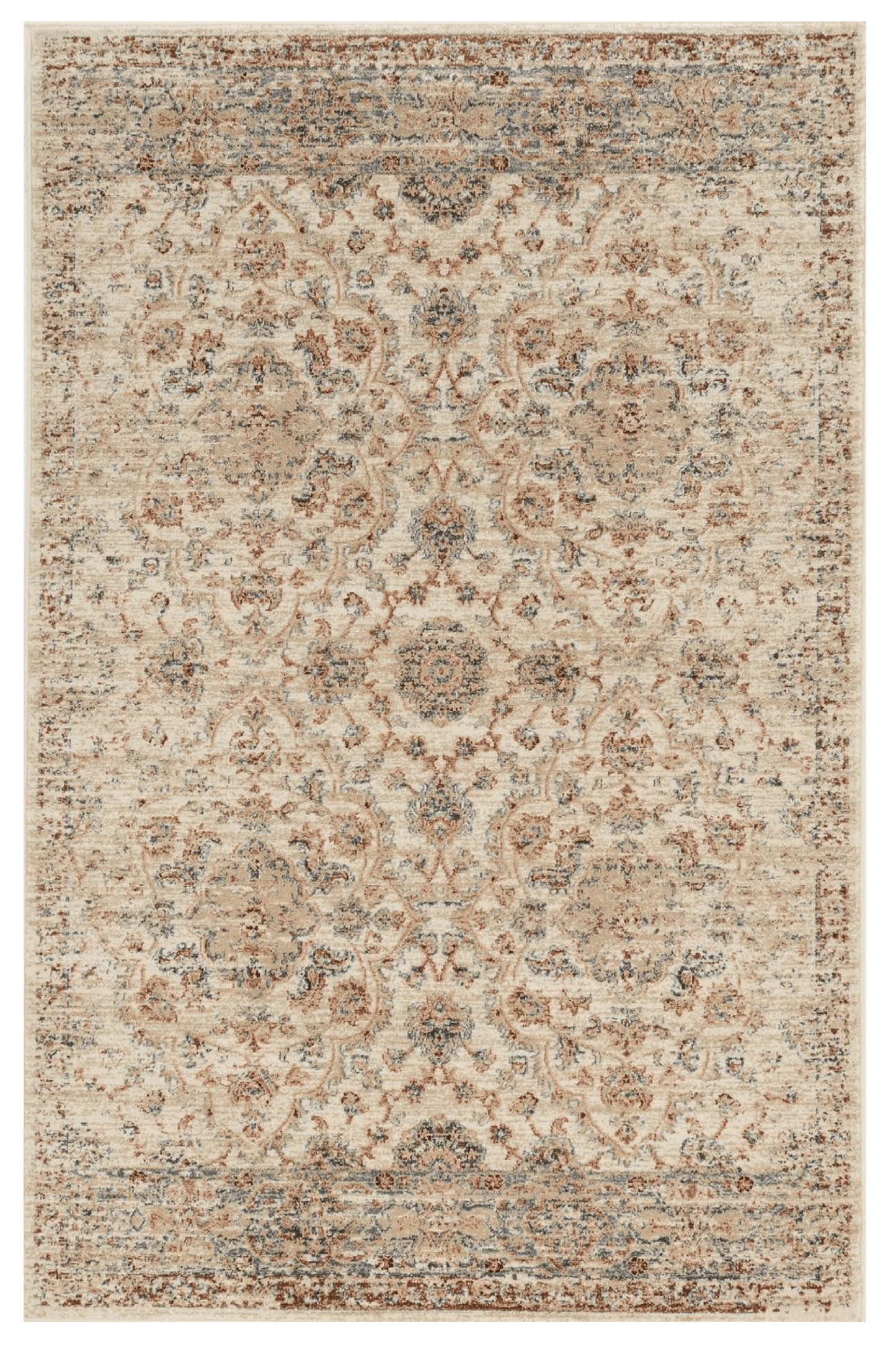3' X 5' Ivory Floral Vines Area Rug