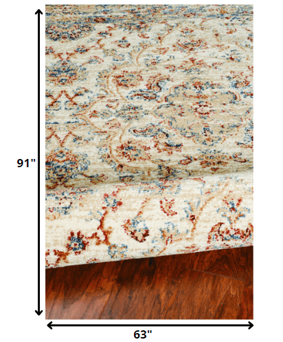 3' X 5' Ivory Floral Vines Area Rug