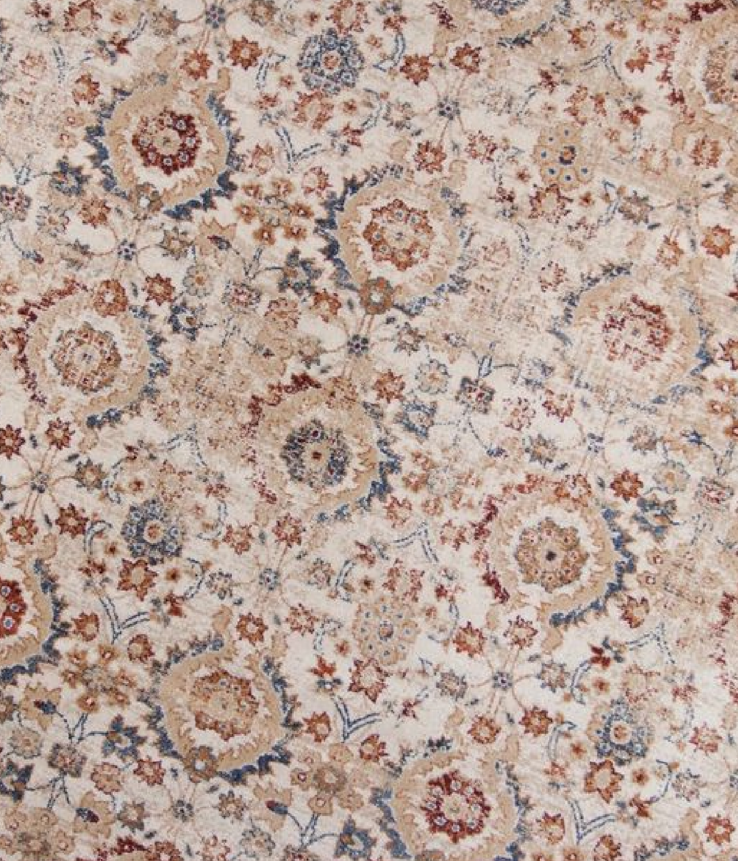 5' X 8' Ivory And Blue Floral Vines Area Rug