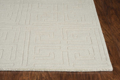 8' Beige Machine Woven Bordered Floral Indoor Runner Rug