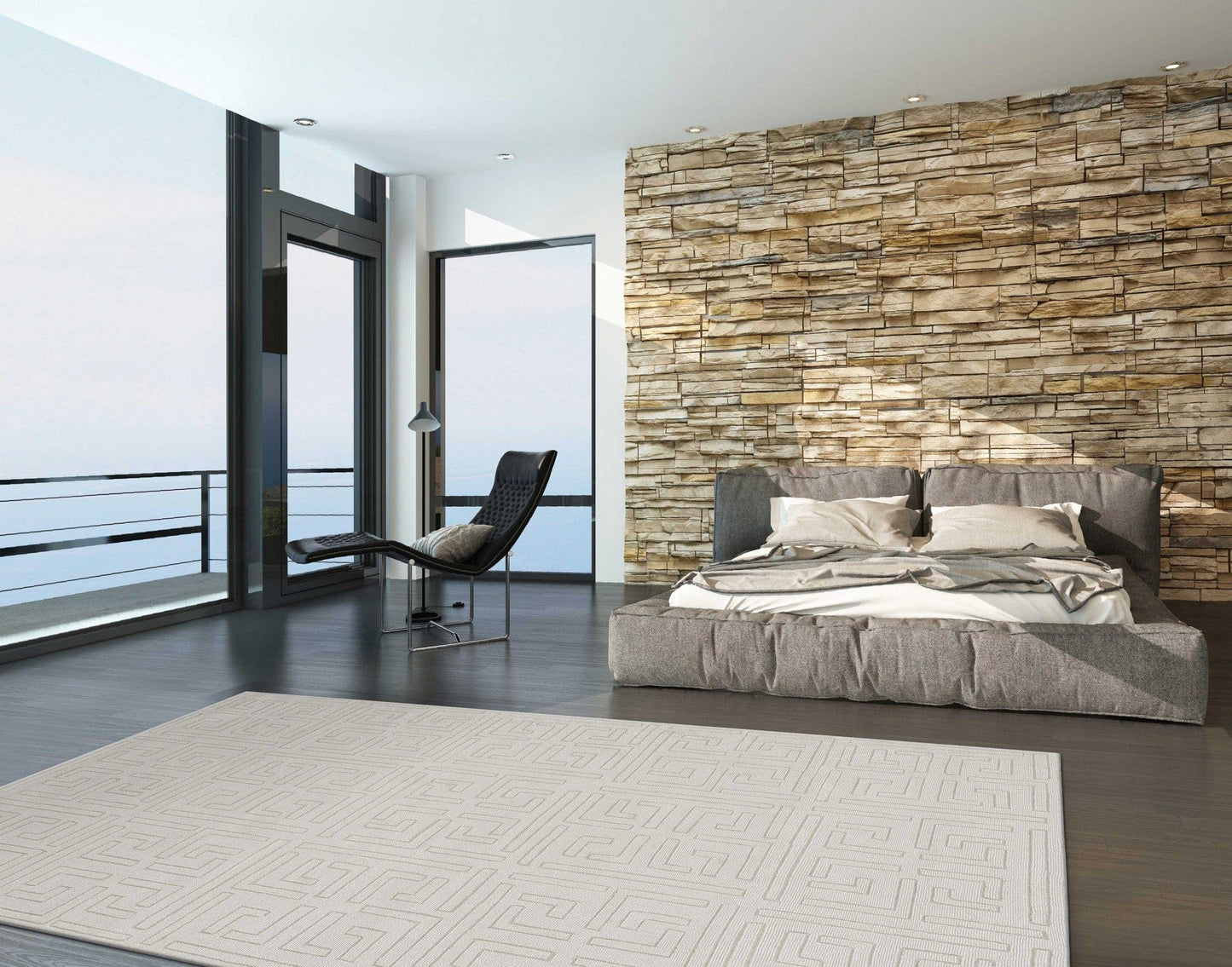 8' Beige Machine Woven Bordered Floral Indoor Runner Rug