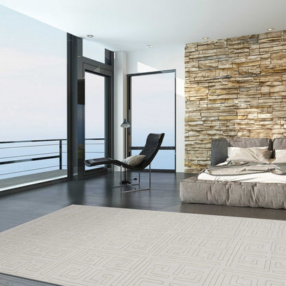 8' Beige Machine Woven Bordered Floral Indoor Runner Rug