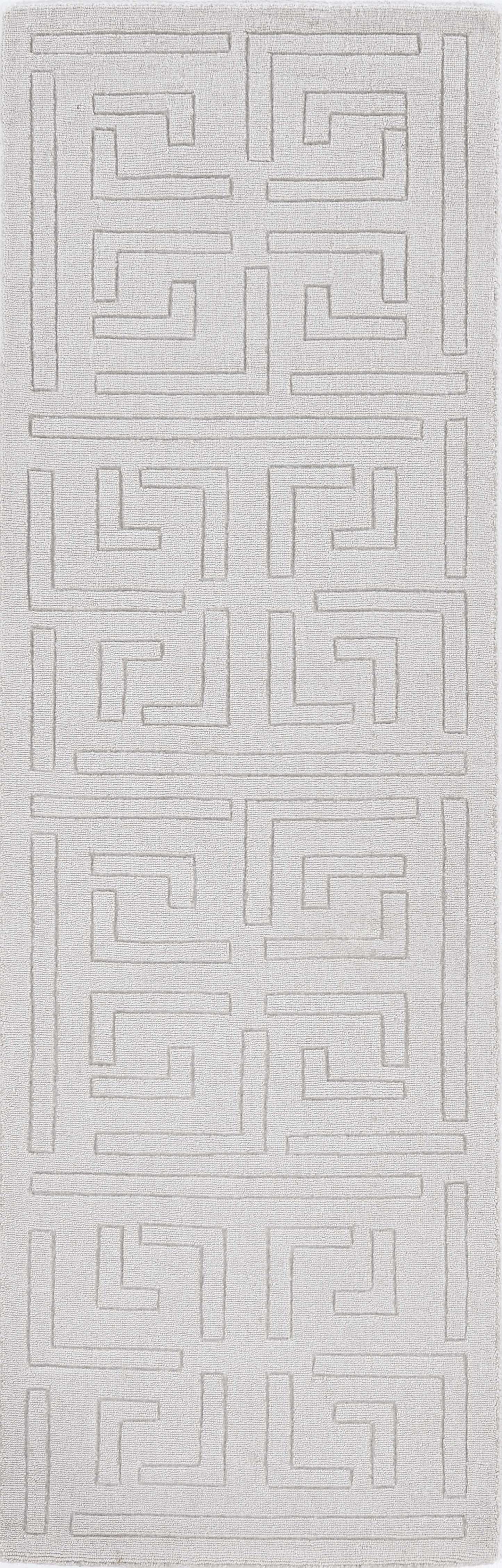 8' Beige Machine Woven Bordered Floral Indoor Runner Rug