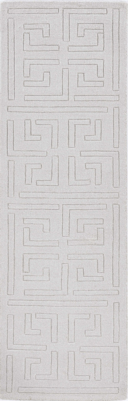 8' Beige Machine Woven Bordered Floral Indoor Runner Rug