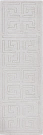 8' Beige Machine Woven Bordered Floral Indoor Runner Rug