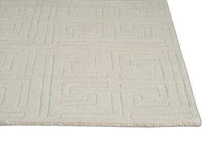 8' Beige Machine Woven Bordered Floral Indoor Runner Rug