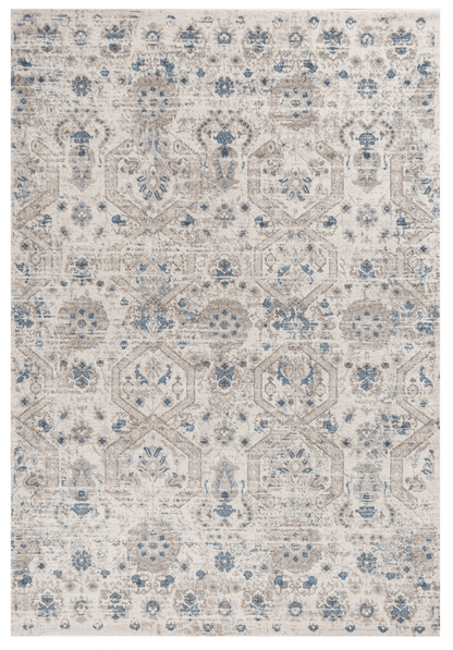 8' Ivory Machine Woven Geometric Indoor Runner Rug