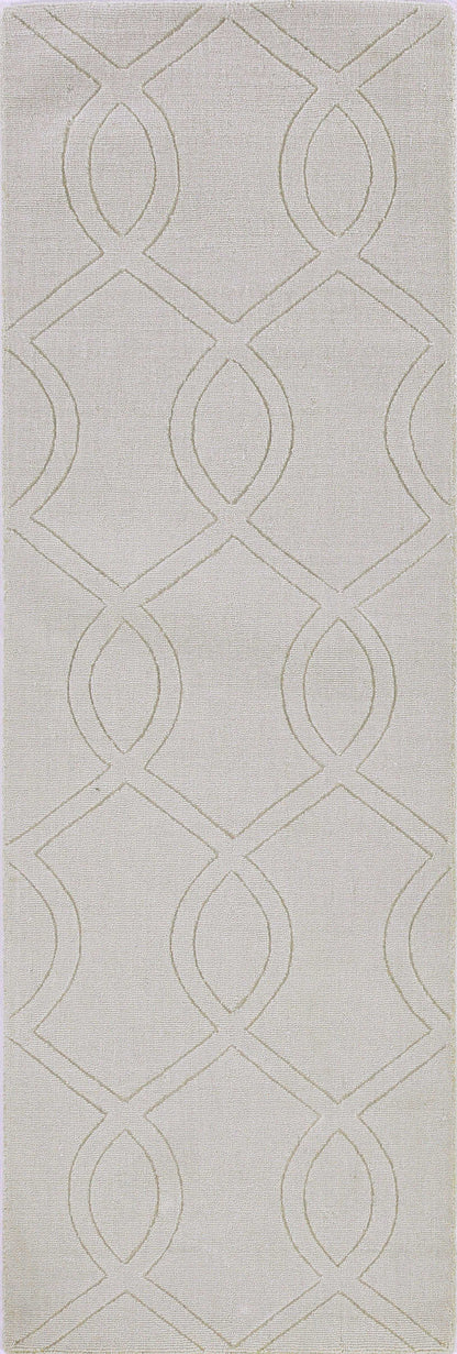 8' Ivory Machine Woven Geometric Indoor Runner Rug