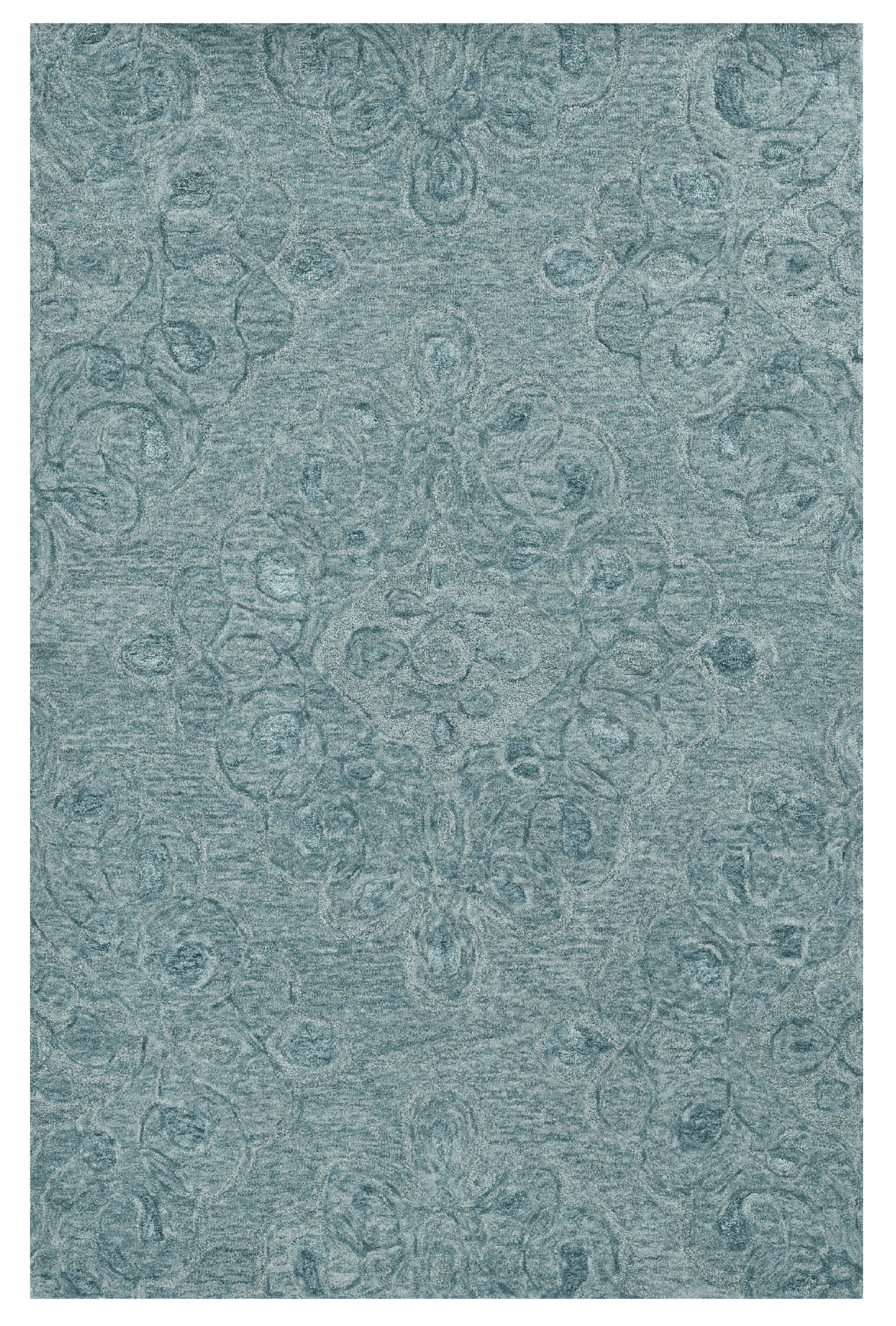 3'X5' Seafoam Blue Hand Tufted Floral Indoor Area Rug
