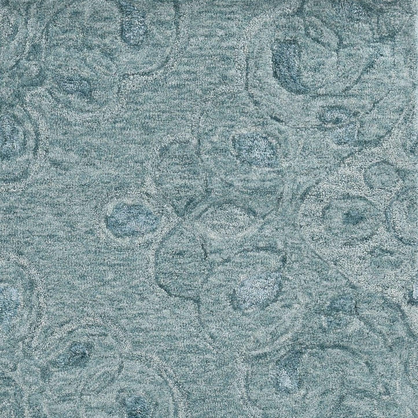 3'X5' Seafoam Blue Hand Tufted Floral Indoor Area Rug