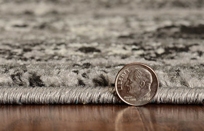 2' X 7' Grey Polypropylene Area Rug